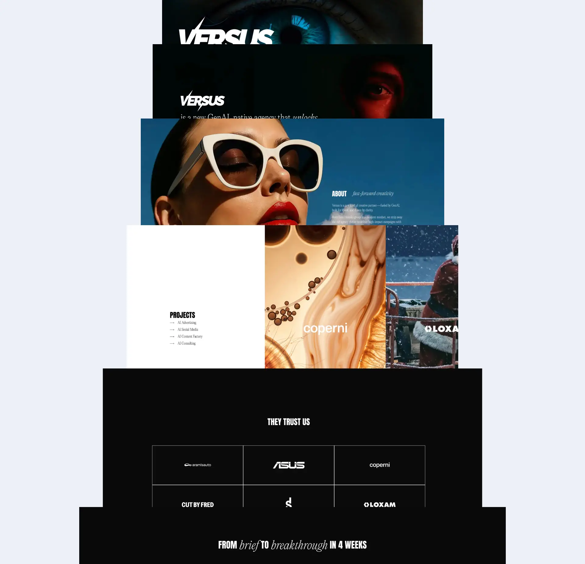 maquette all UX UI design website Versus project by Studio Phosphor