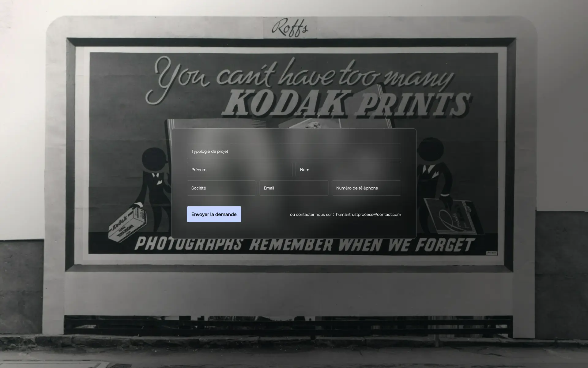 contact UX UI design website HumanTrustProcess project by Studio Phosphor